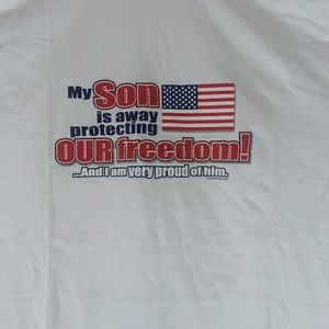 NEW Unisex T-shirt  MY SON IS AWAY PROTECTING..